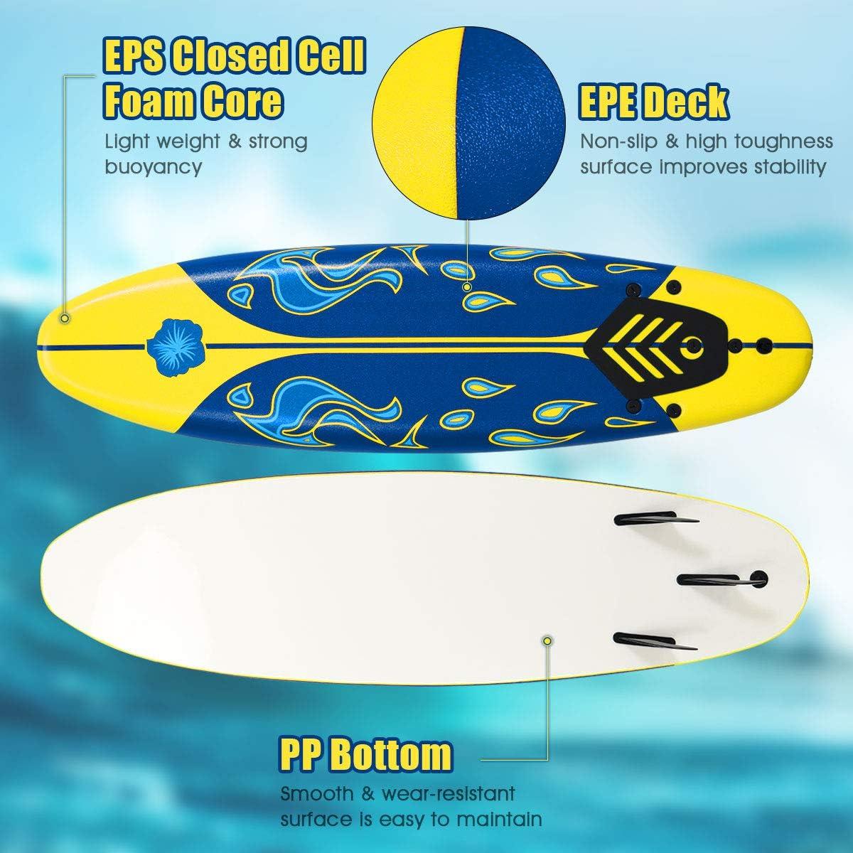 Tabla de Paddle GYMAX 182.88 cm Antideslizante y Ligera