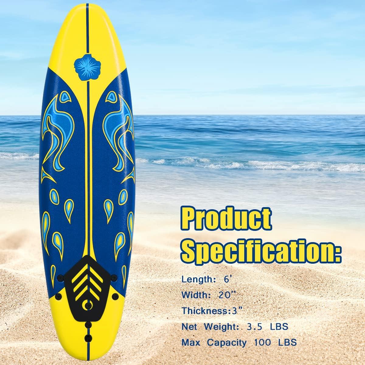 Tabla de Paddle GYMAX 182.88 cm Antideslizante y Ligera