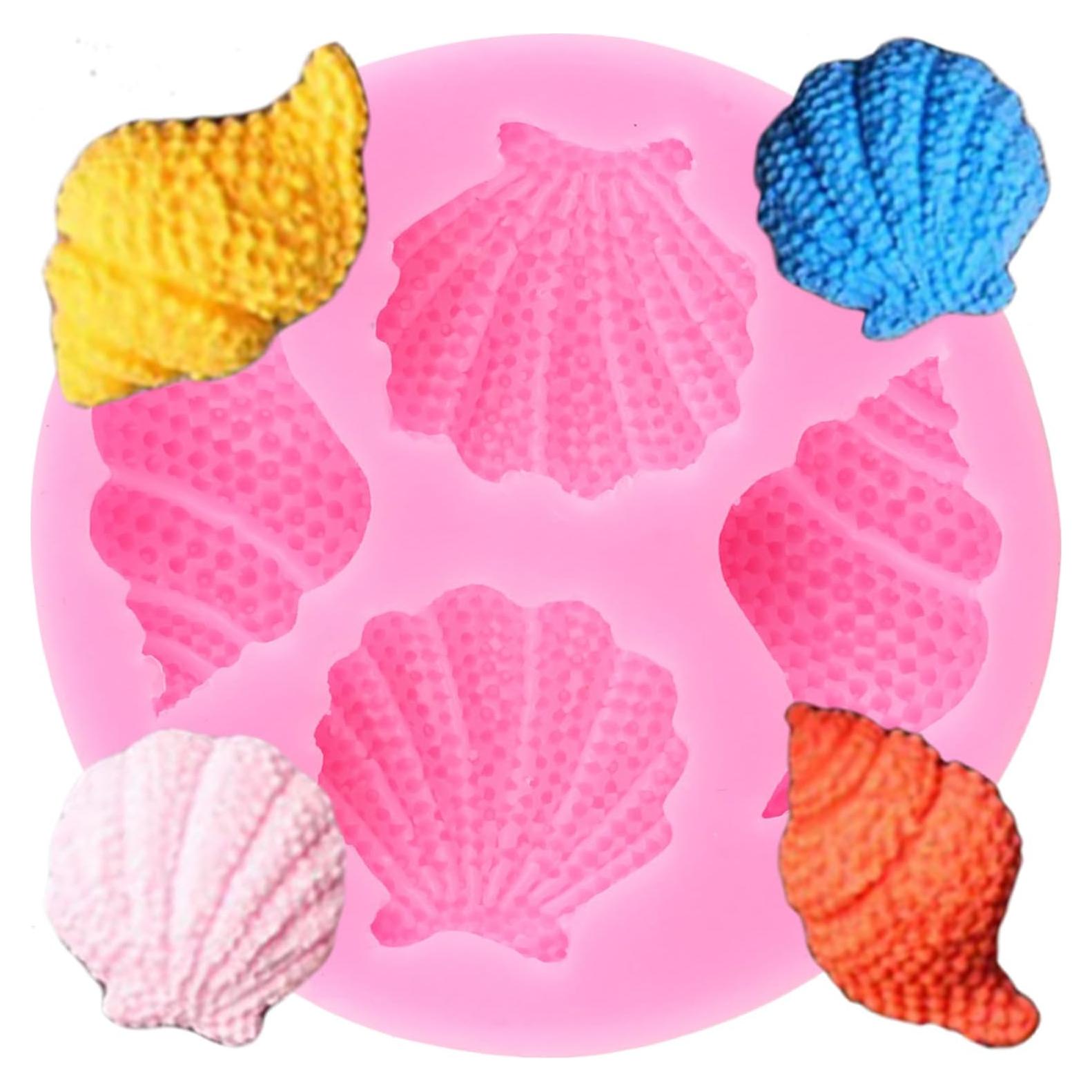 Marine Theme Cake Fondant Silicone Mold Seashell Baking Molds For Cake Decorating Cupcake Topper Candy Chocolate Gum Paste Polymer Clay
