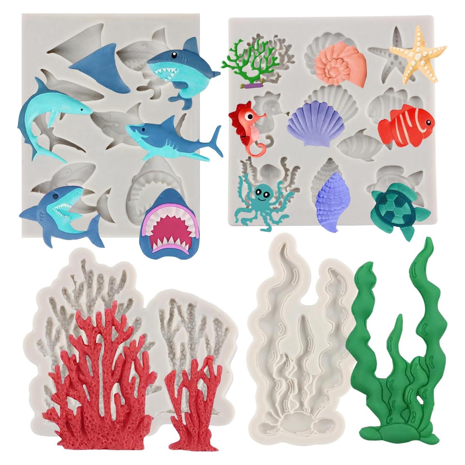 Molde de Silicona de Fondant Marino MINFEIDMS - 4 Piezas