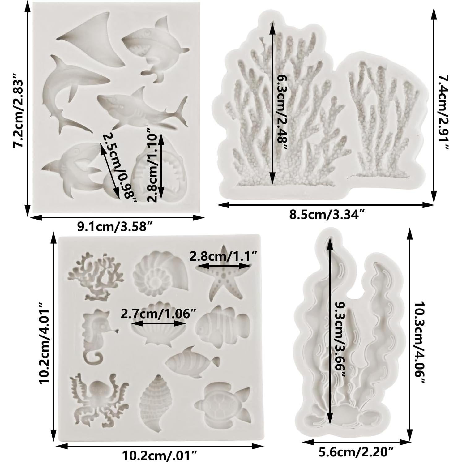Molde de Silicona de Fondant Marino MINFEIDMS - 4 Piezas