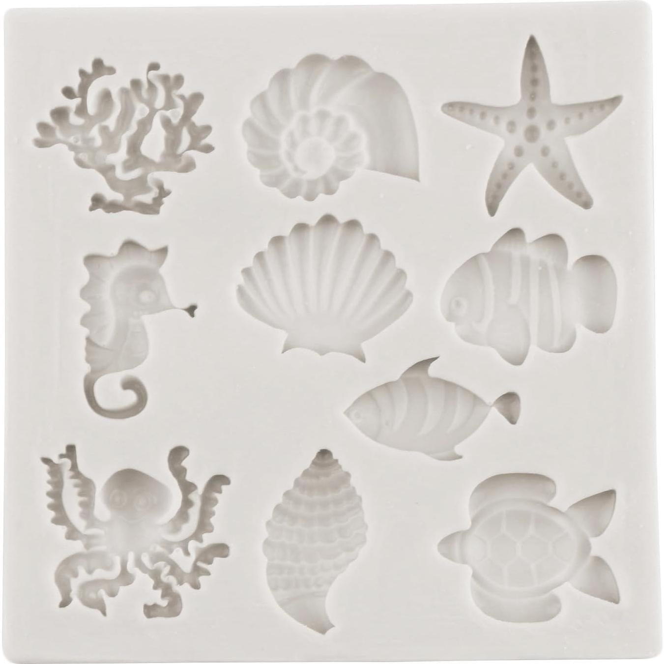 Molde de Silicona de Fondant Marino MINFEIDMS - 4 Piezas