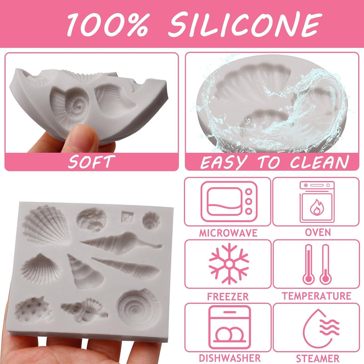 Moldes de Silicona Oceánicos Octhallow - 4 Diseños de Conchas