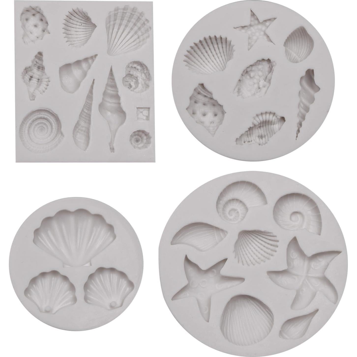 Moldes de Silicona Oceánicos Octhallow - 4 Diseños de Conchas
