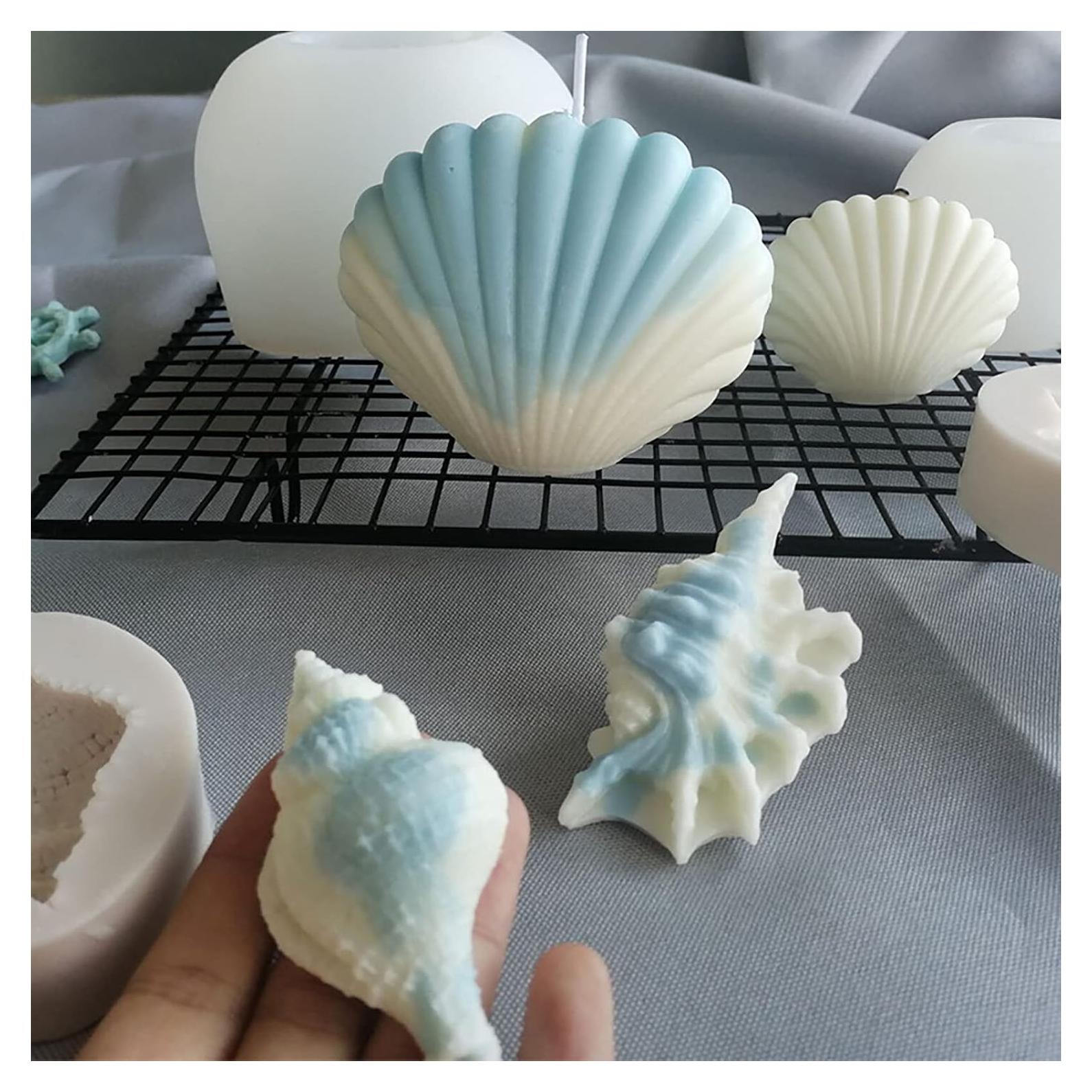 Molde de Silicona para Velas y Jabón ESEENS 4 Piezas Concha