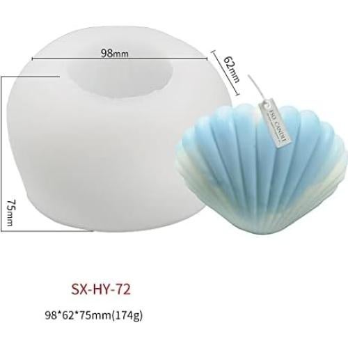 Molde de Silicona para Velas y Jabón ESEENS 4 Piezas Concha