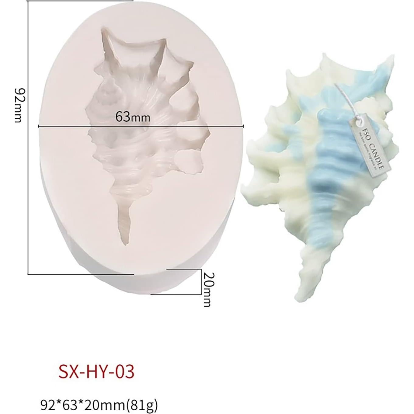 Molde de Silicona para Velas y Jabón ESEENS 4 Piezas Concha