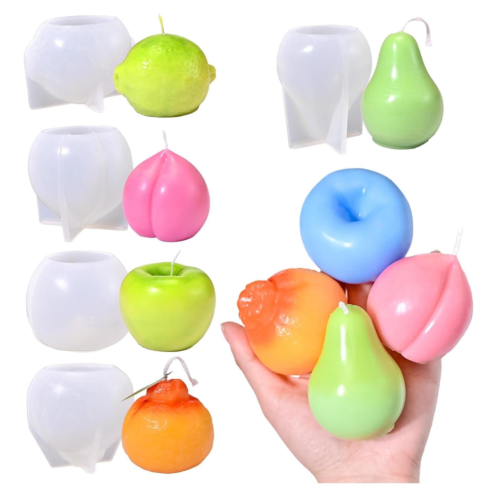 Juego de Moldes de Silicona para Velas Frutas 3D RESIN GO