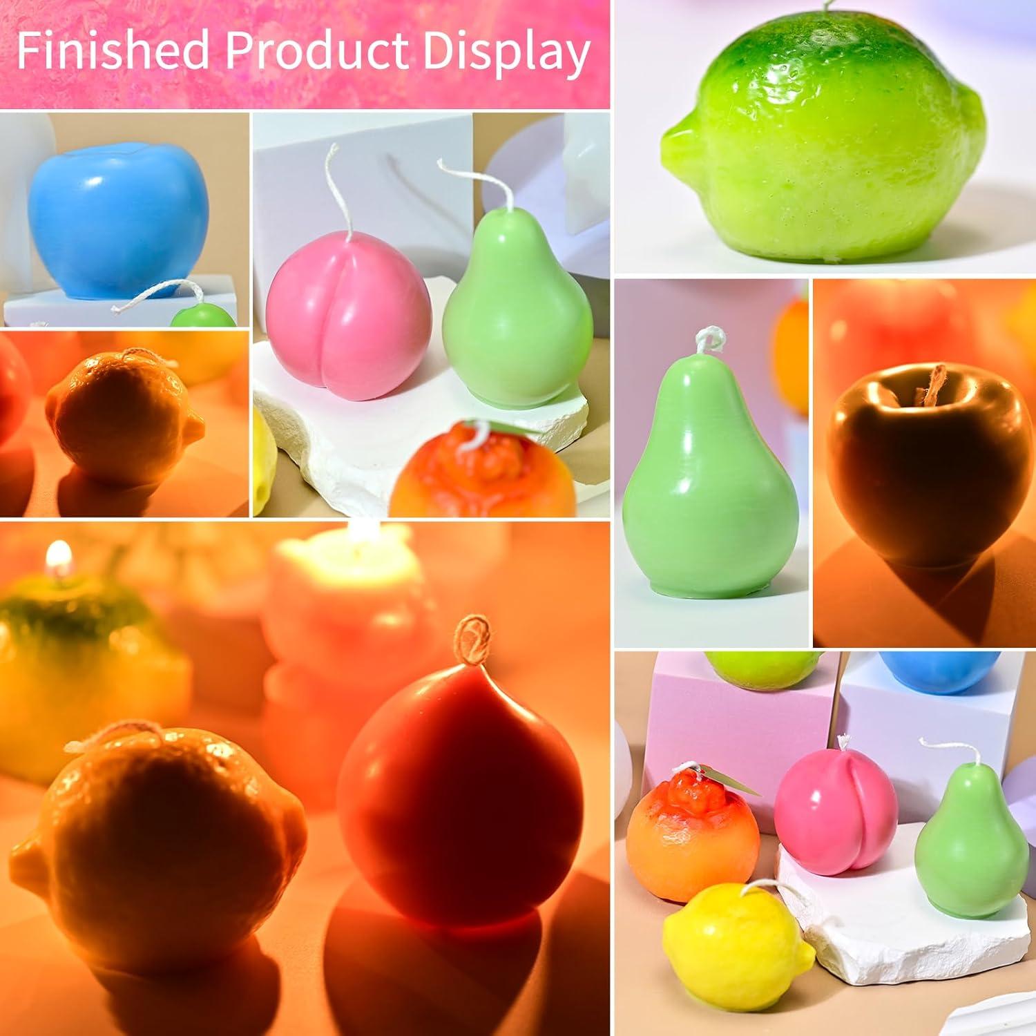 Juego de Moldes de Silicona para Velas Frutas 3D RESIN GO