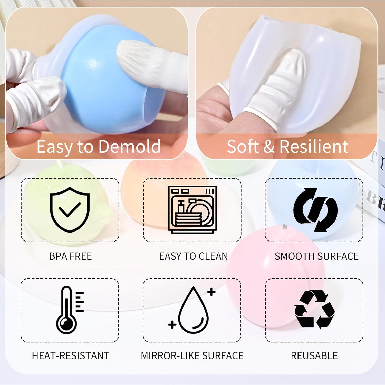 Juego de Moldes de Silicona para Velas Frutas 3D RESIN GO