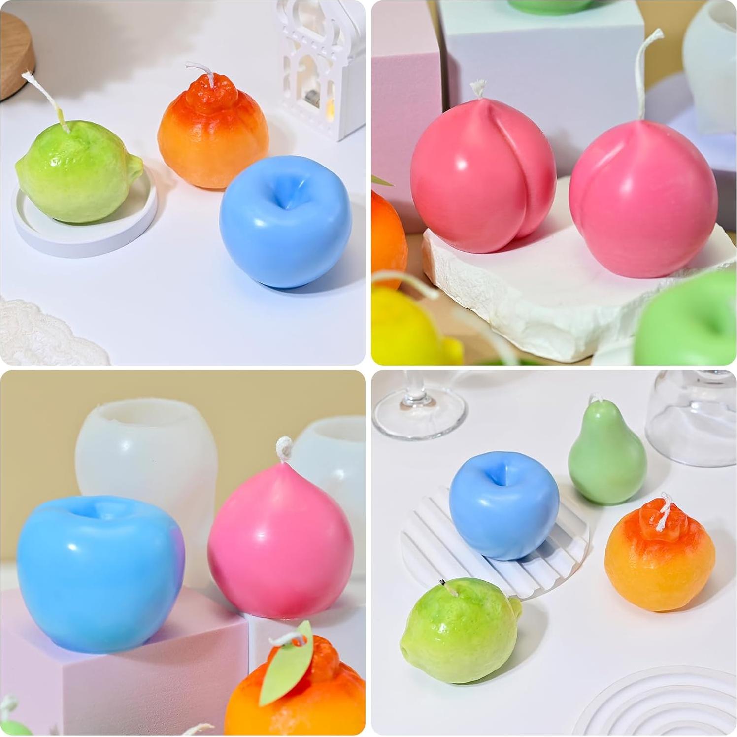 Juego de Moldes de Silicona para Velas Frutas 3D RESIN GO