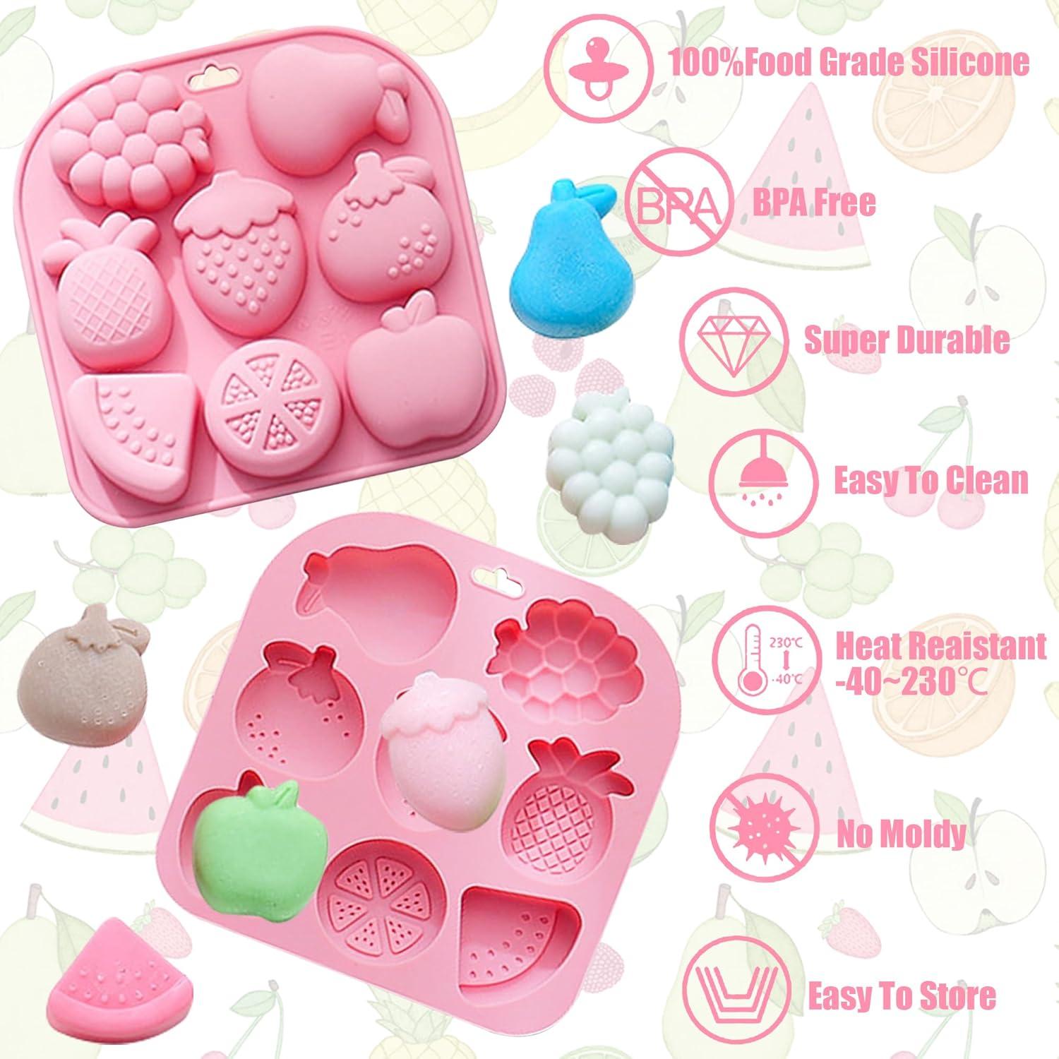 Molde de Silicona Rosa Ysqool 9 Cavidades Frutas para Repostería