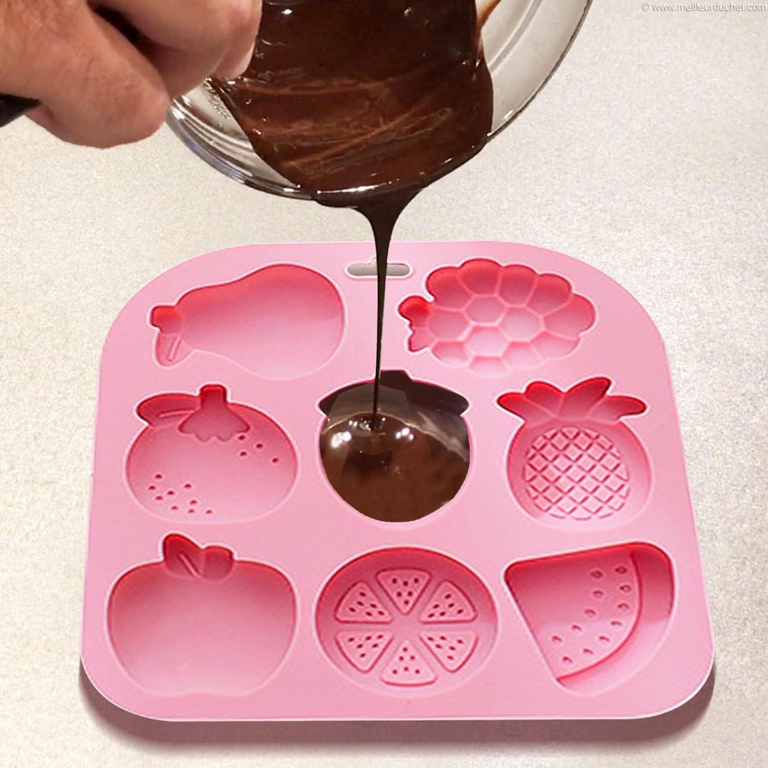 Molde de Silicona Rosa Ysqool 9 Cavidades Frutas para Repostería