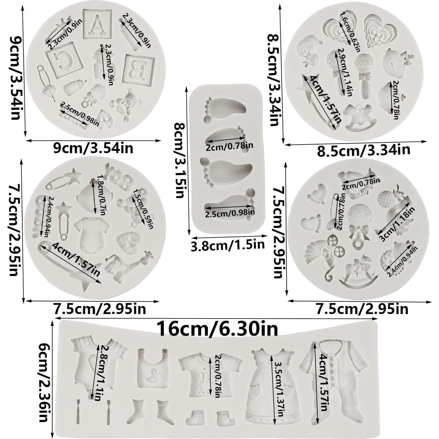 Molde de Silicona para Pasteles Baby Shower FCKEMLDS Set de 6