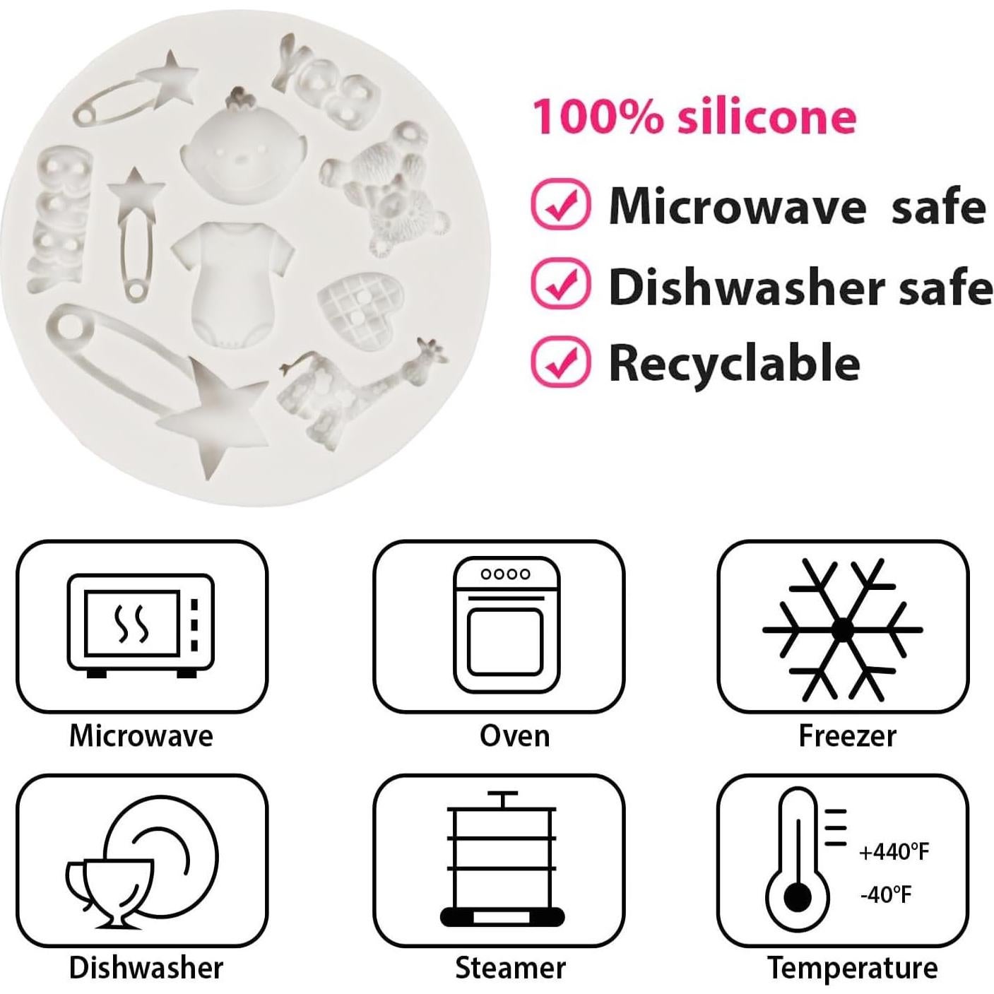 Molde de Silicona para Pasteles Baby Shower FCKEMLDS Set de 6