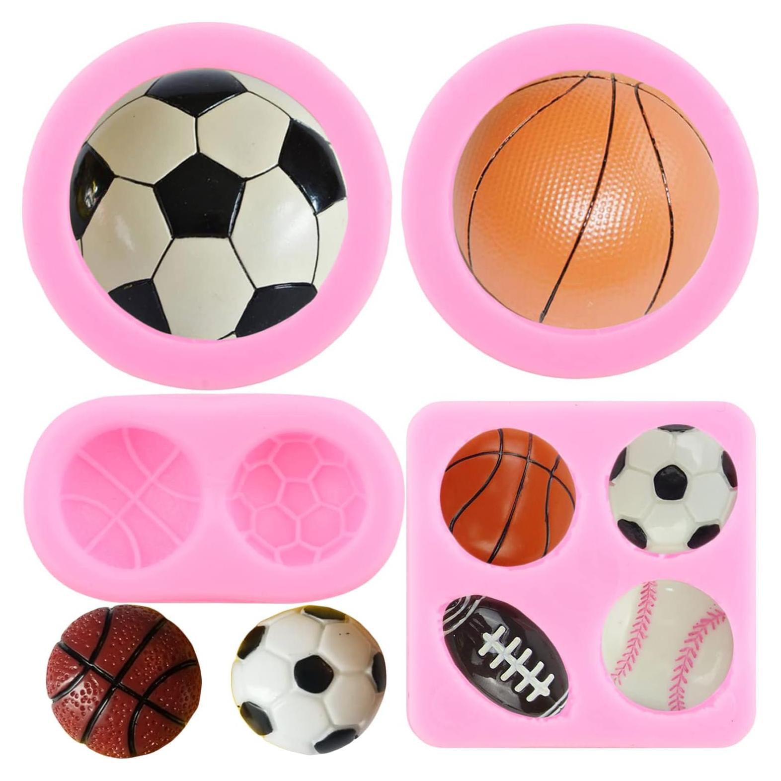 Set de 4 Moldes de Silicona para Pasteles ZiXiang - Fútbol, Baloncesto, Béisbol, Rugby