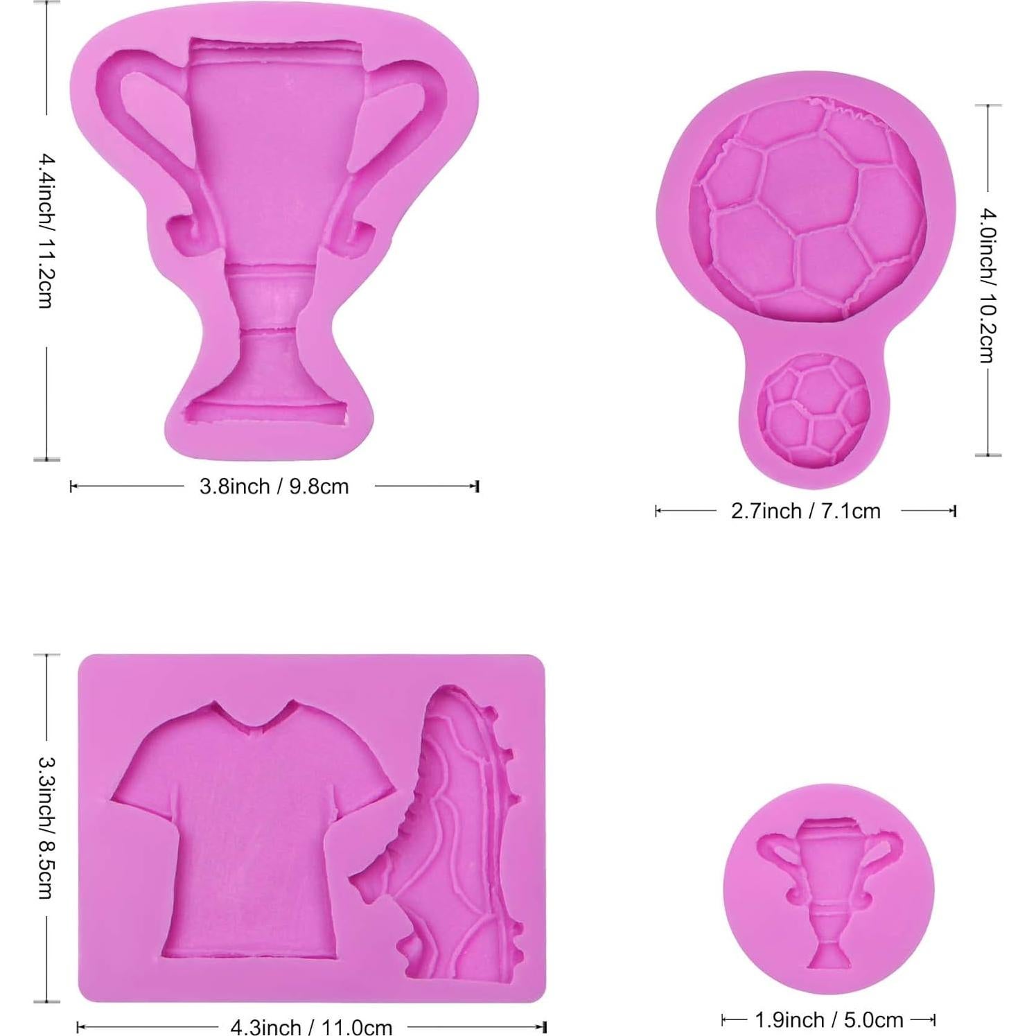 Moldes de Silicona para Fondant de Fútbol Acvcatto - 4 Piezas