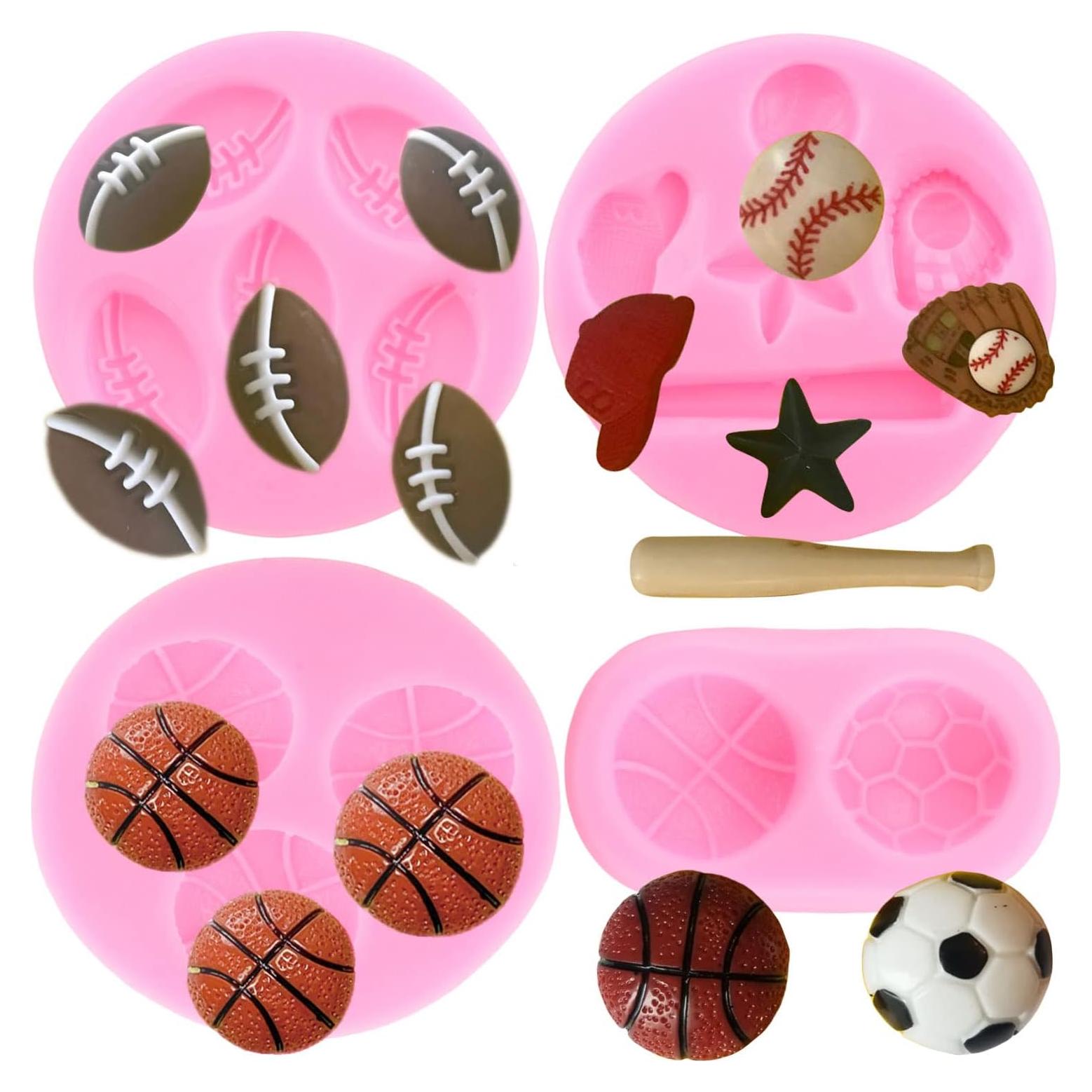 Moldes de Silicona Mujiang para Pasteles Deportivos Set de 4