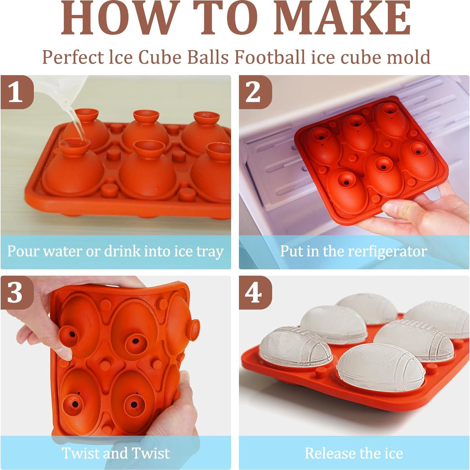 Molde de Hielo en Forma de Fútbol Wilewir 6 Cavidades 5.1cm