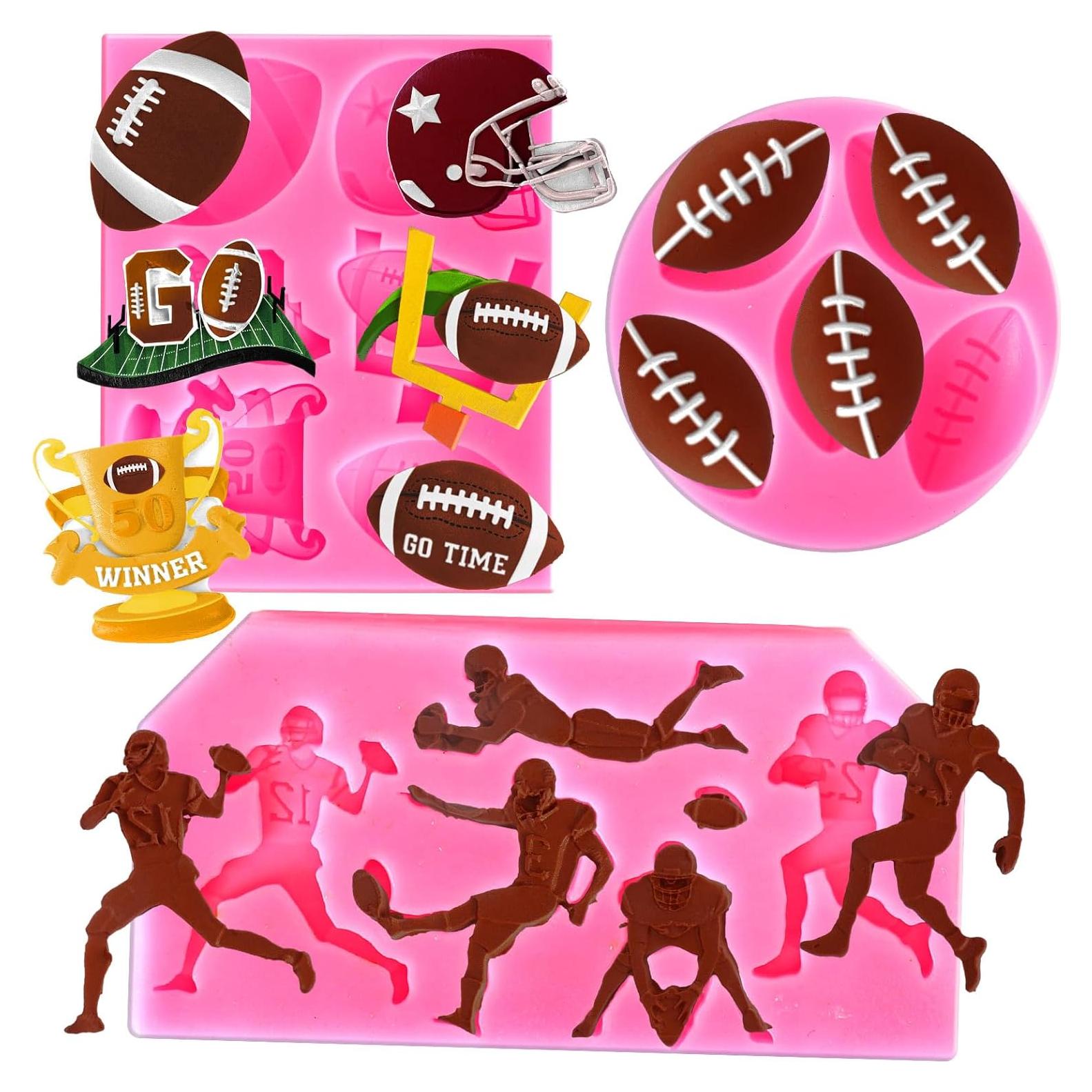 Molde de Fondant de Fútbol Whaline 3 Piezas Silicona Rosa