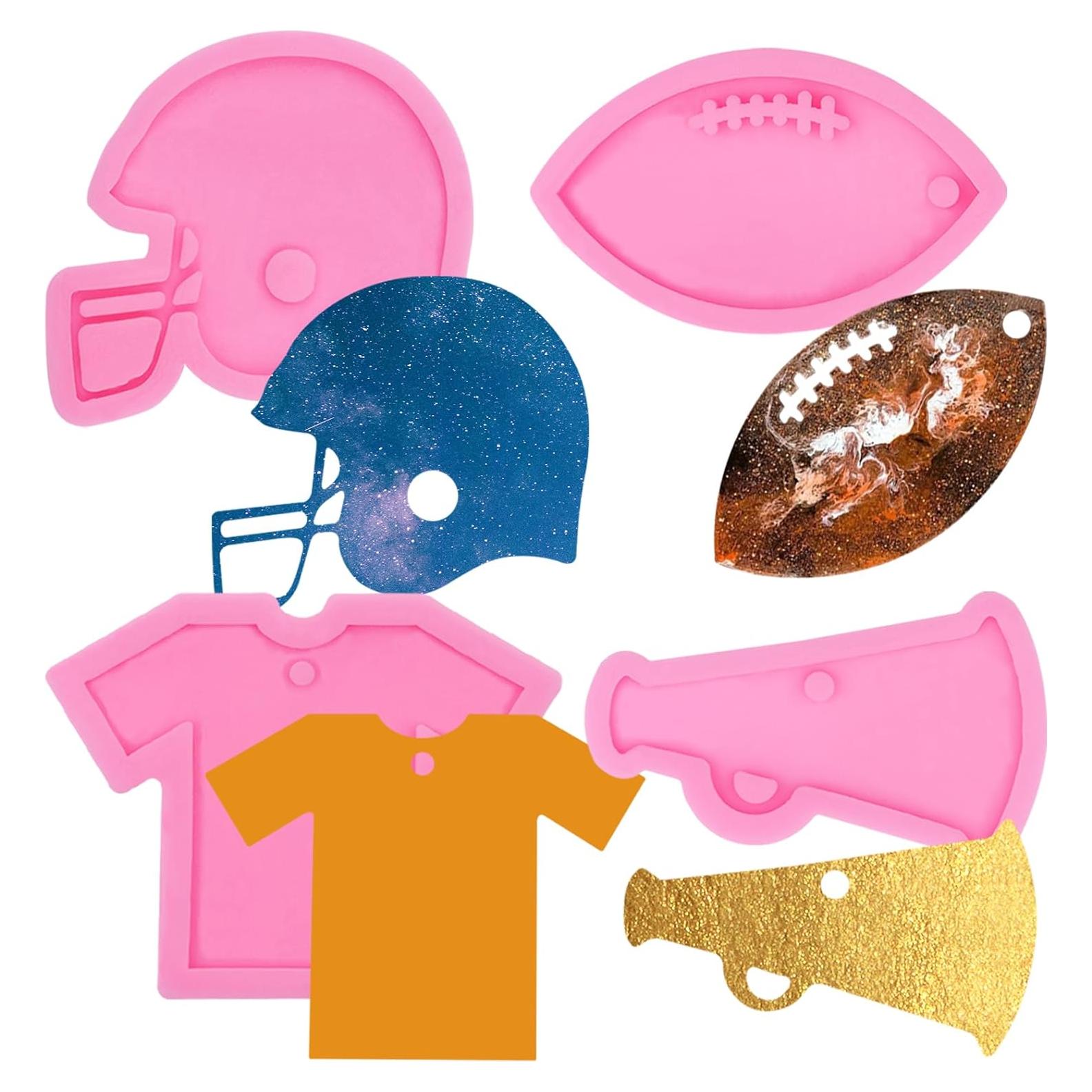 Kit de Moldes de Silicona para Llaveros de Fútbol y Rugby - 4 Pcs