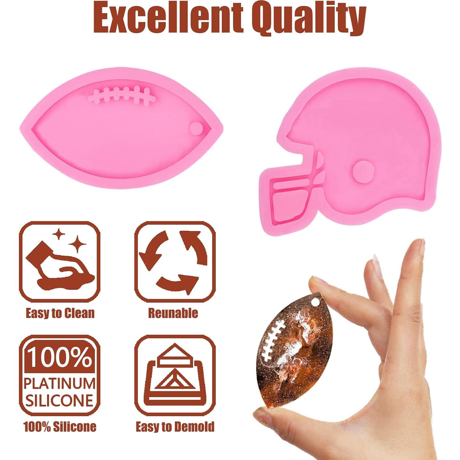 Kit de Moldes de Silicona para Llaveros de Fútbol y Rugby - 4 Pcs