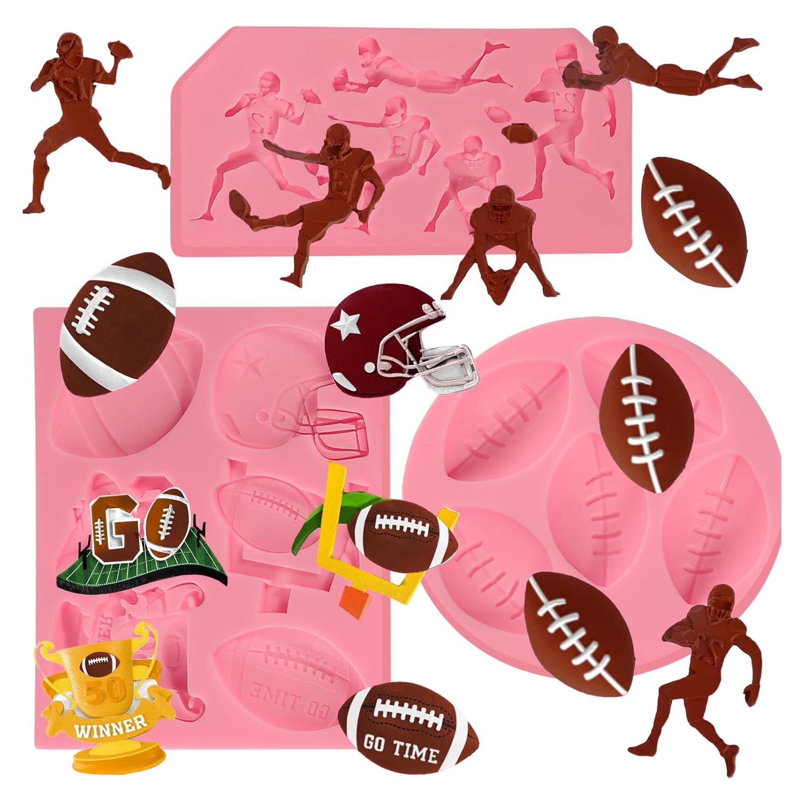 Molde de Fondant de Fútbol Americano ICNYEKl 3 Piezas Silicona