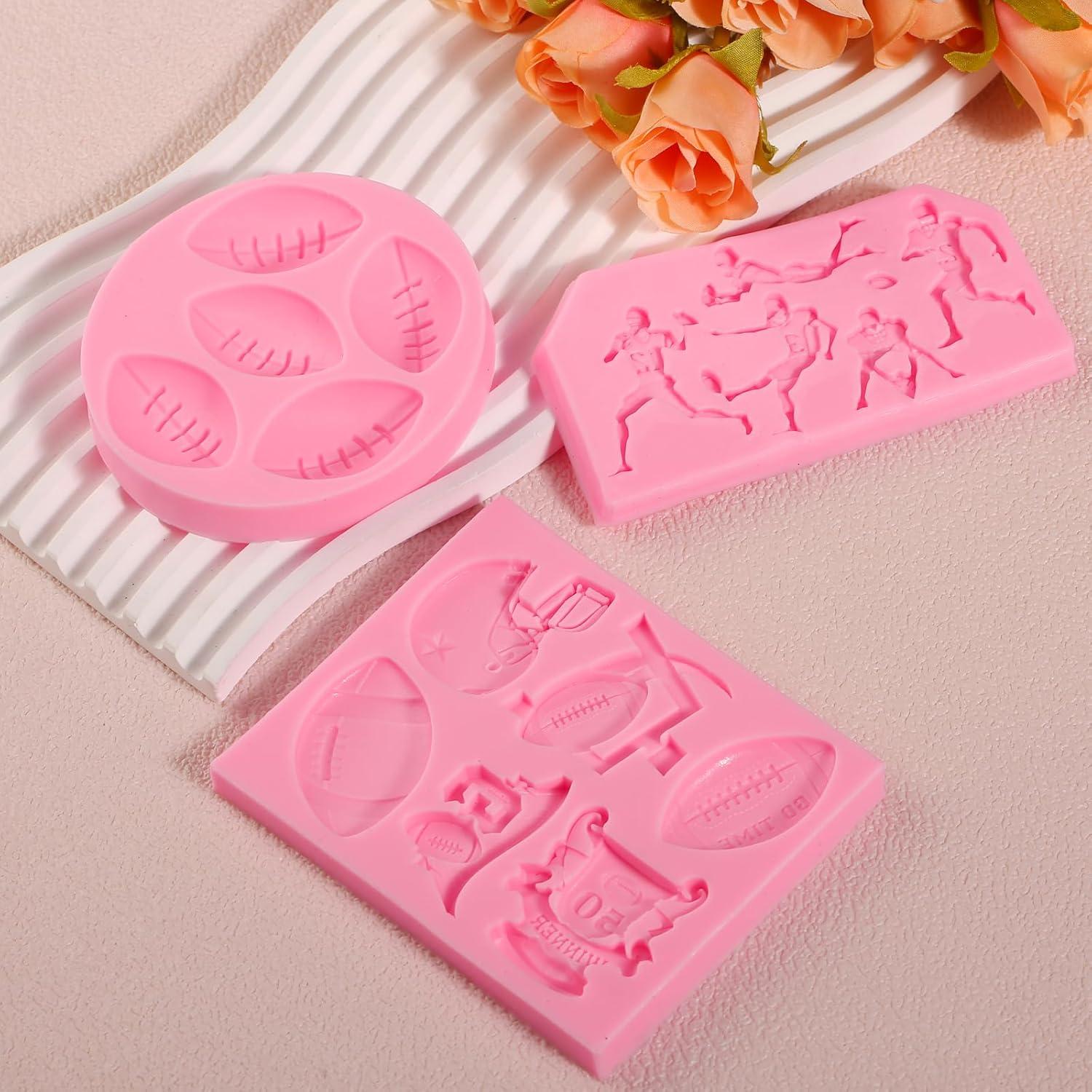 Molde de Fondant de Fútbol Americano ICNYEKl 3 Piezas Silicona