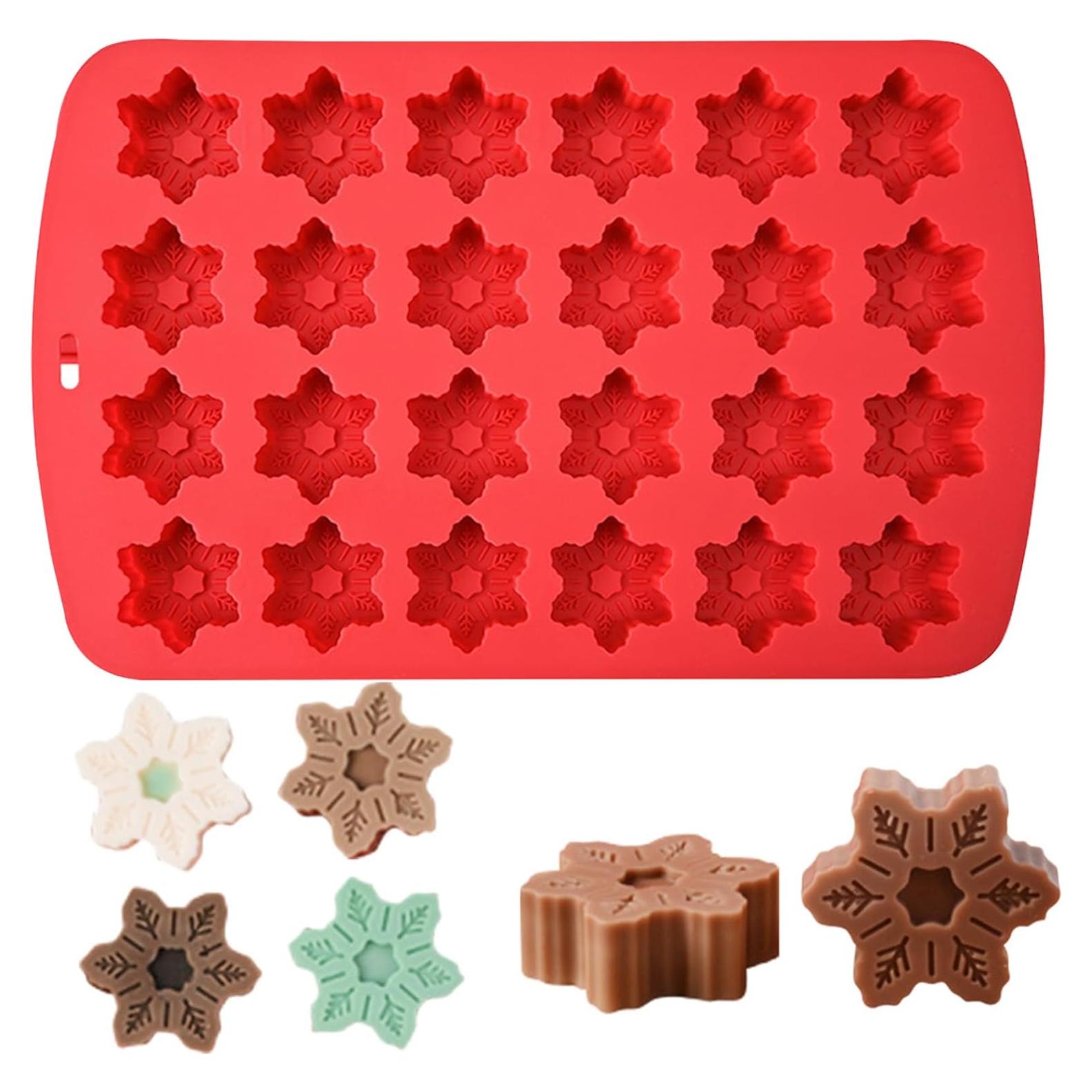 Molde de Silicona Copo de Nieve OMDBAGD 24 Cavidades Rojo