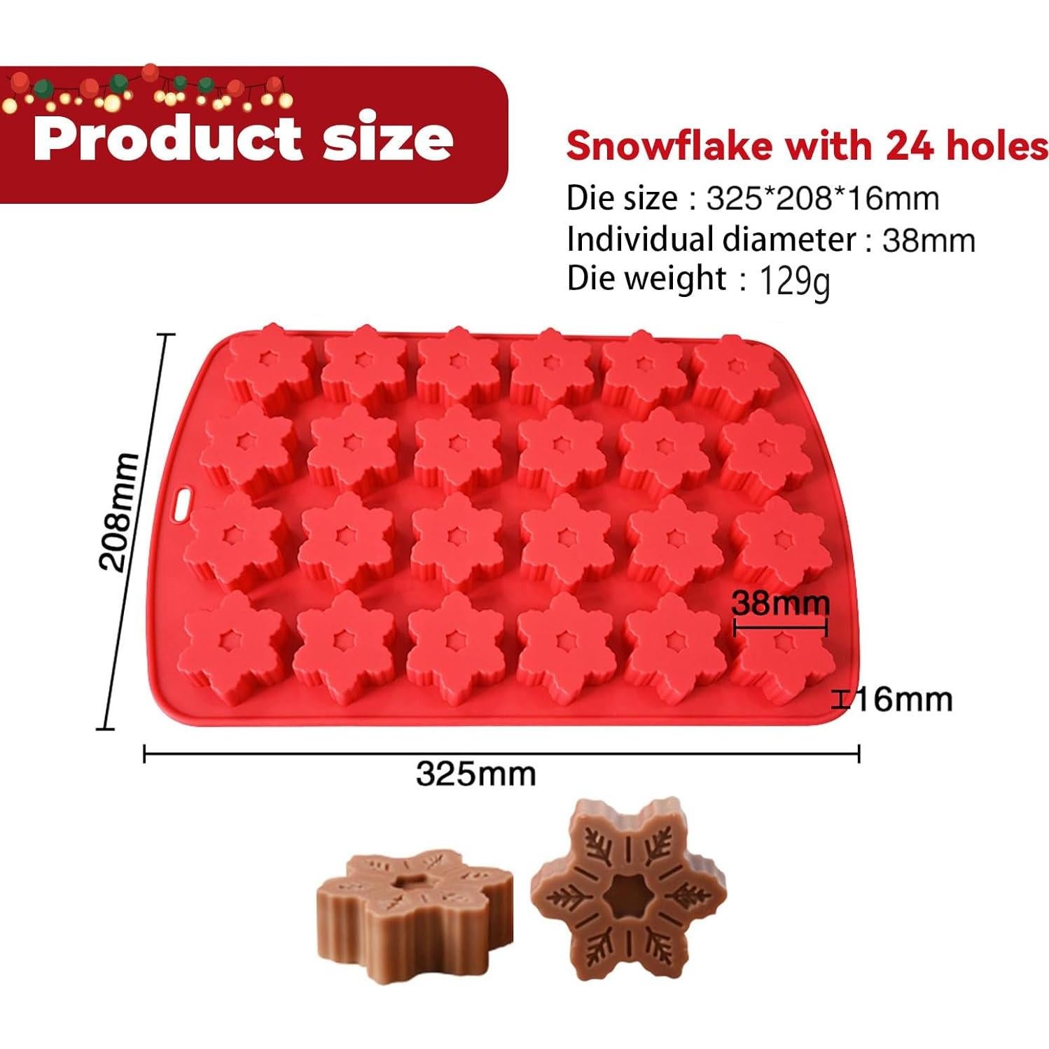 Molde de Silicona Copo de Nieve OMDBAGD 24 Cavidades Rojo