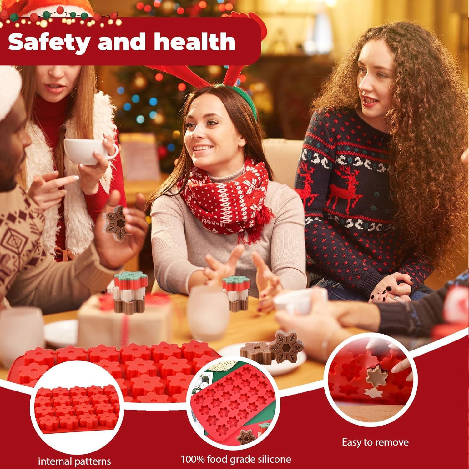 Molde de Silicona Copo de Nieve OMDBAGD 24 Cavidades Rojo