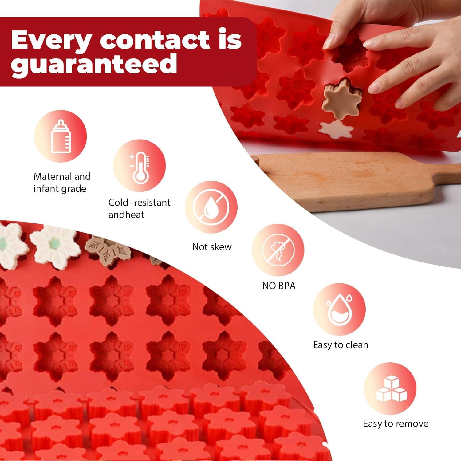 Molde de Silicona Copo de Nieve OMDBAGD 24 Cavidades Rojo