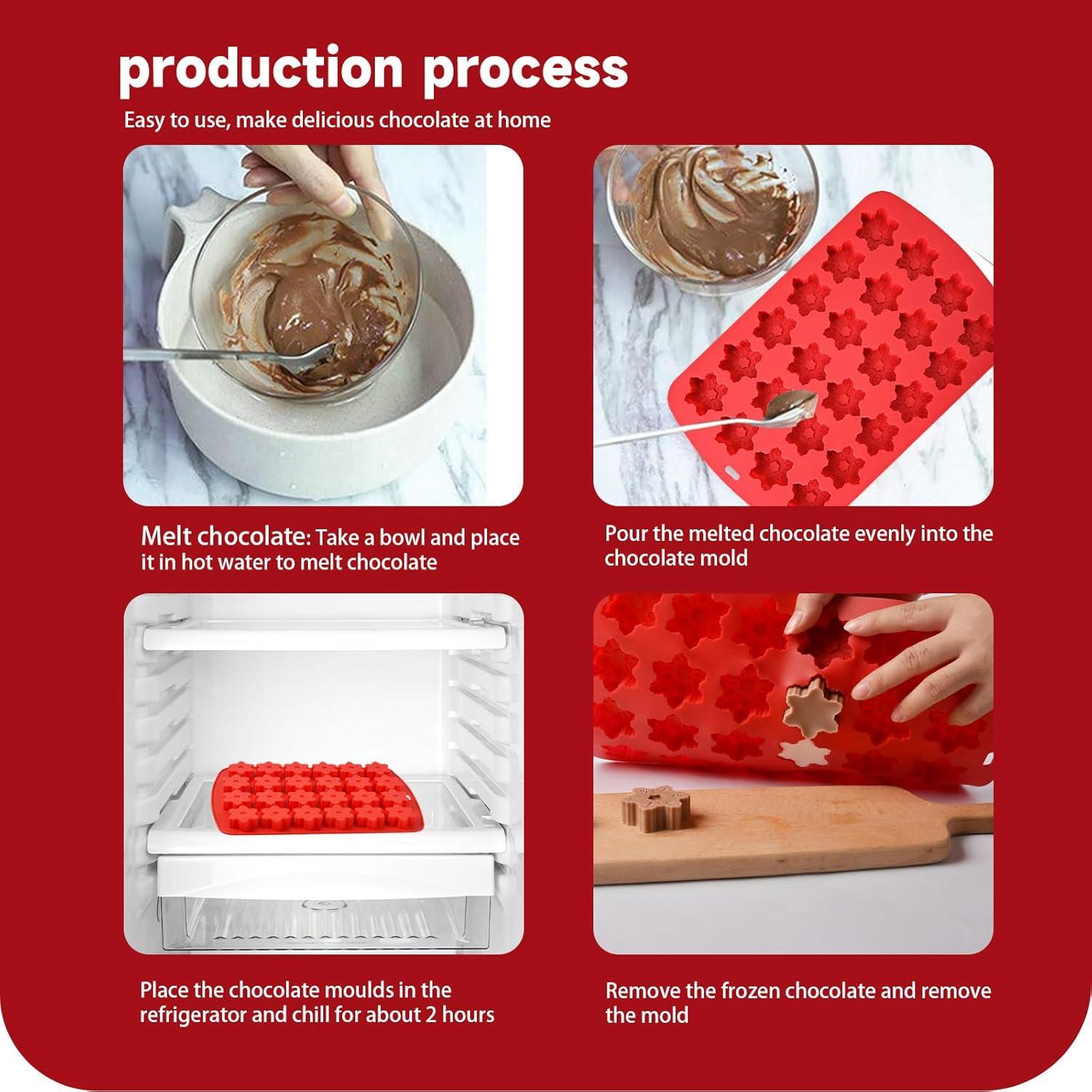 Molde de Silicona Copo de Nieve OMDBAGD 24 Cavidades Rojo