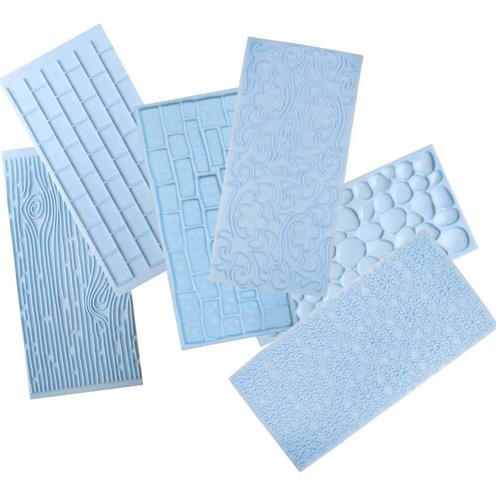 Moldes de Fondant JOERSH 6 Piezas Textura Madera Ladrillo