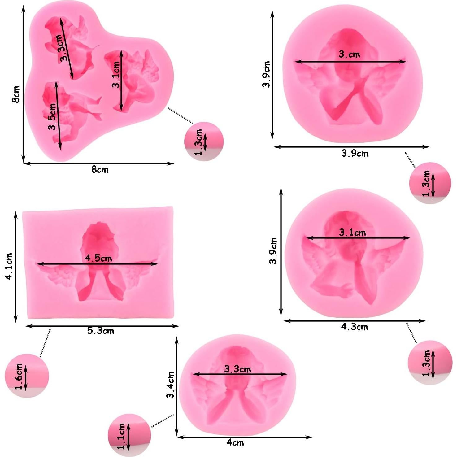 Moldes de Silicona para Fondant Angel Baby ZiXiang - Set de 5