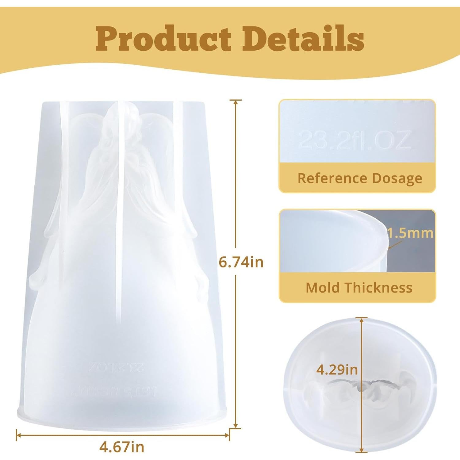 Molde de Silicona de Ángel LET'S RESIN 11.87x10.91x17.12 cm