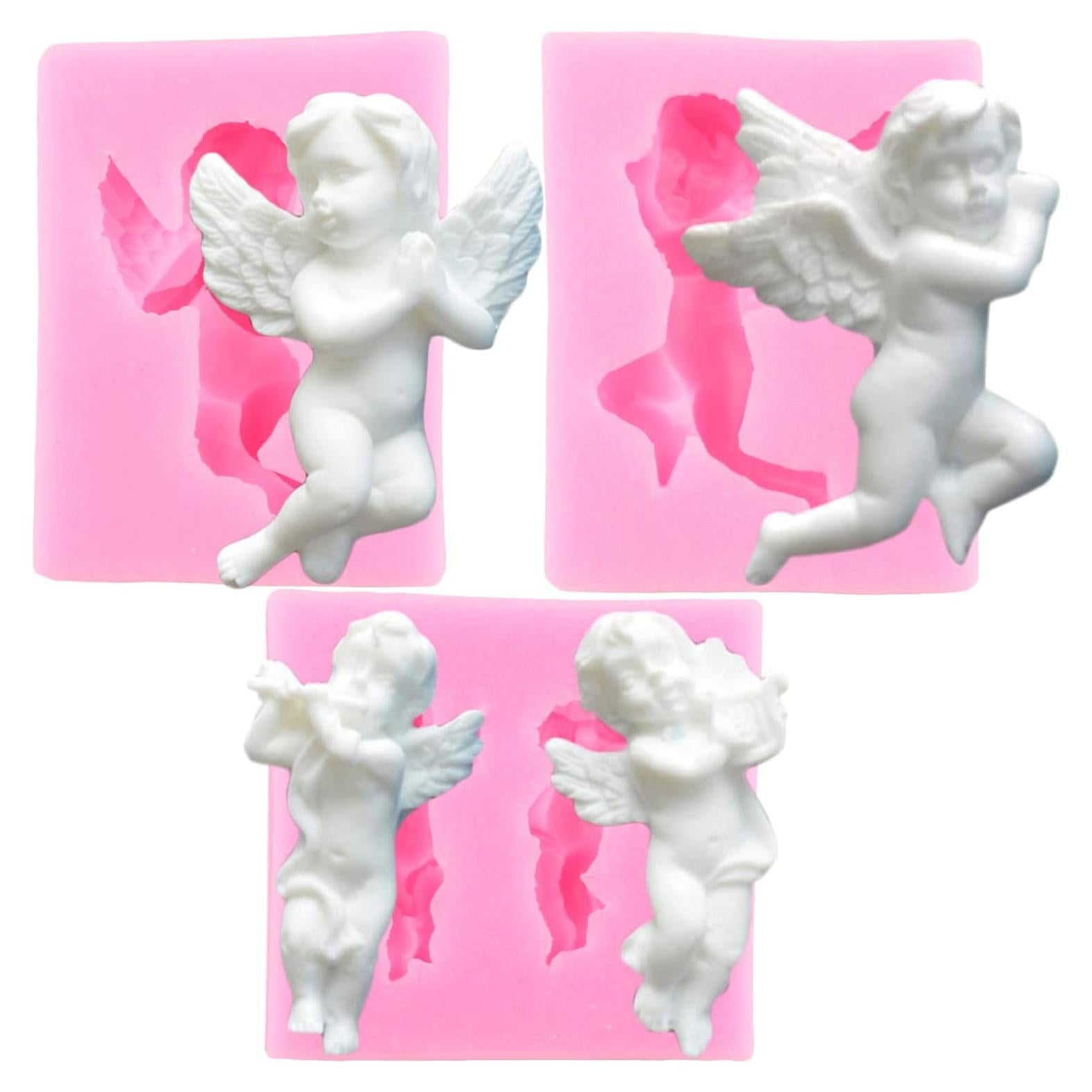 Molde de Silicona 3D Bebé Ángel Mujiang - Set de 3 para Pasteles