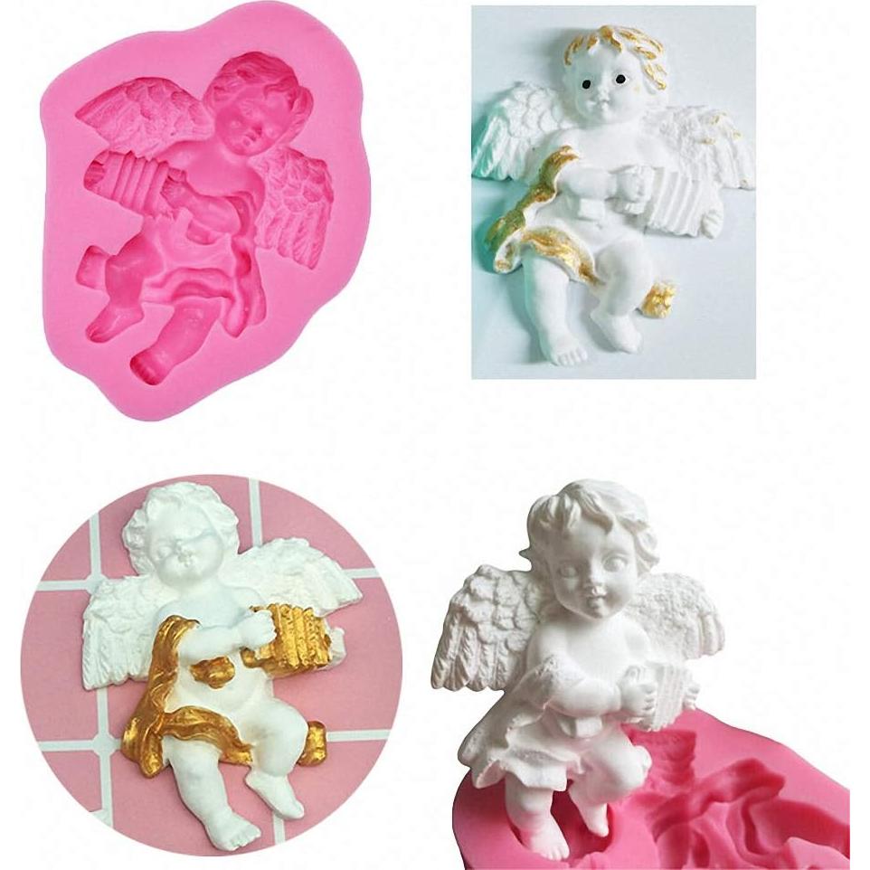 Set de 3 Moldes de Silicona HiParty Mini Ángel Bebé Rosa