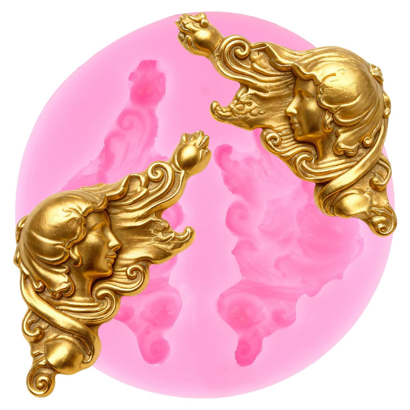 Baroque Fondant Molds Scroll Border Lace Silicone Molds Angel Candy Mold for Cake Decoration Cupcake Topper Chocolate Polymer Clay Gum Paste