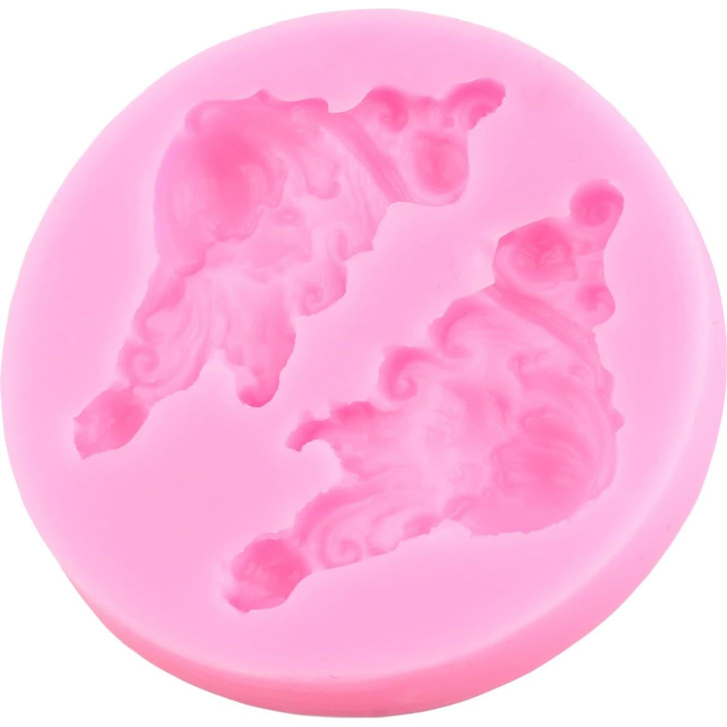 Baroque Fondant Molds Scroll Border Lace Silicone Molds Angel Candy Mold for Cake Decoration Cupcake Topper Chocolate Polymer Clay Gum Paste