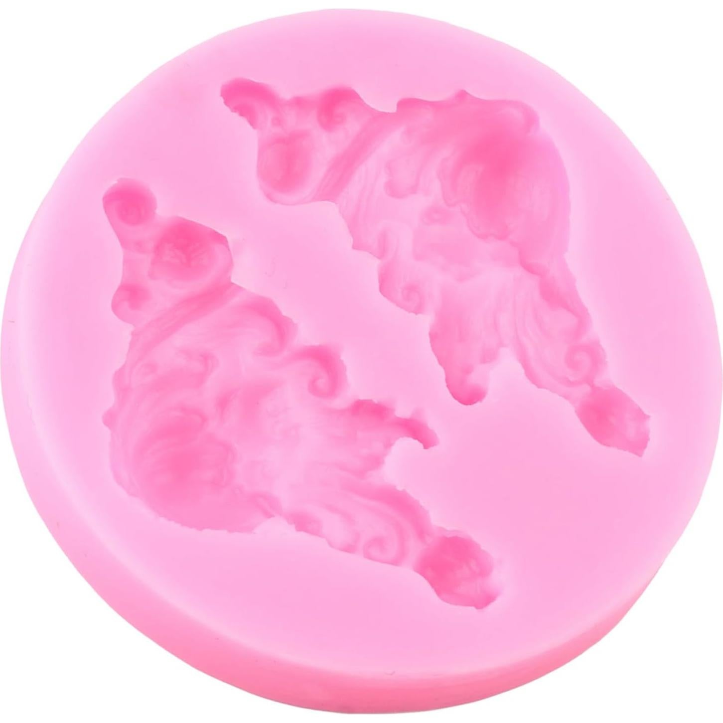 Baroque Fondant Molds Scroll Border Lace Silicone Molds Angel Candy Mold for Cake Decoration Cupcake Topper Chocolate Polymer Clay Gum Paste