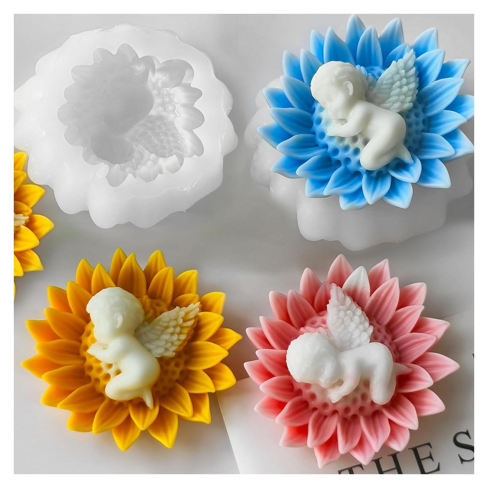 Molde de Silicona para Velas ZQYSING Ángel Bebé Girasol 9x8cm