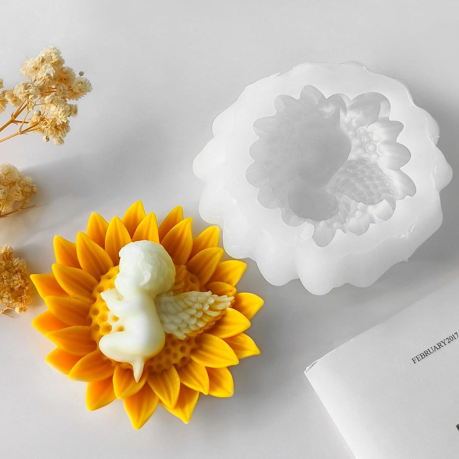Molde de Silicona para Velas ZQYSING Ángel Bebé Girasol 9x8cm