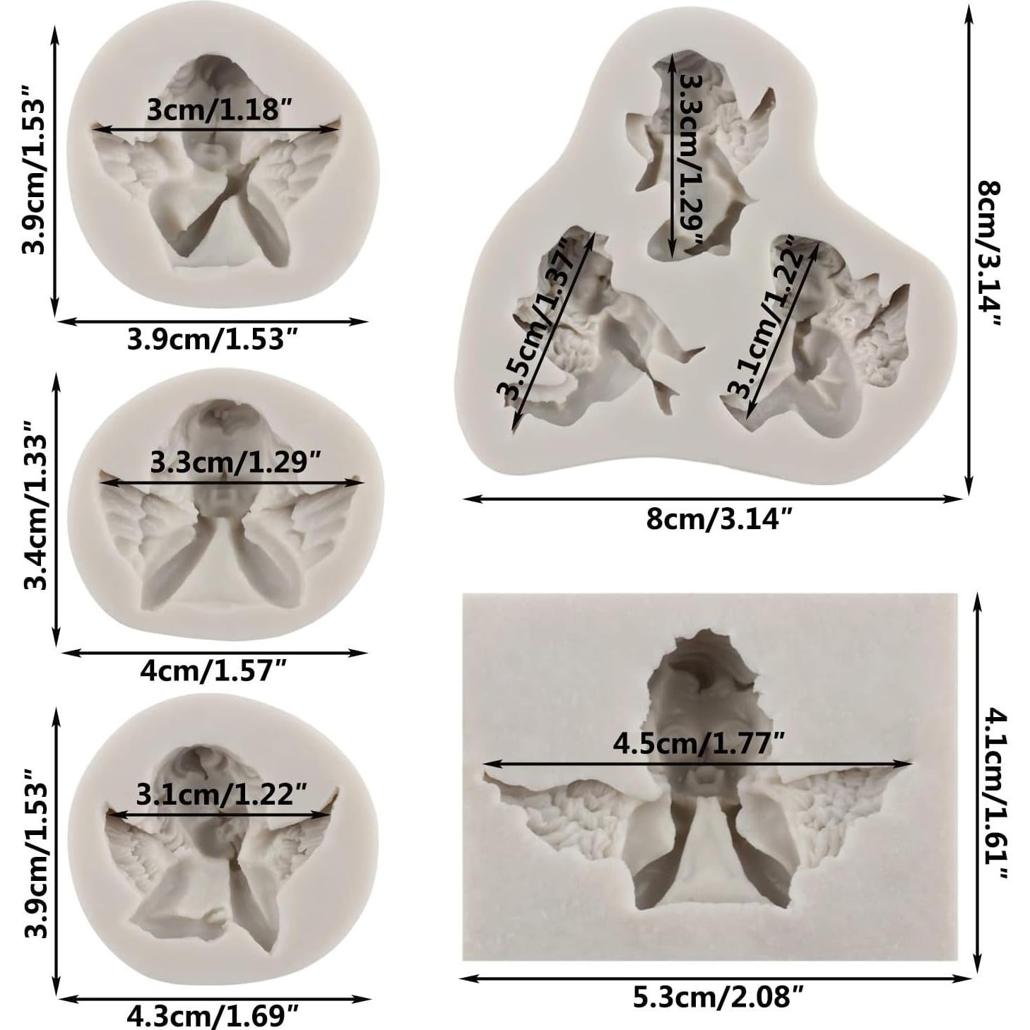Molde de Silicona para Fondant Sijiangmold - 5 Piezas de Ángel