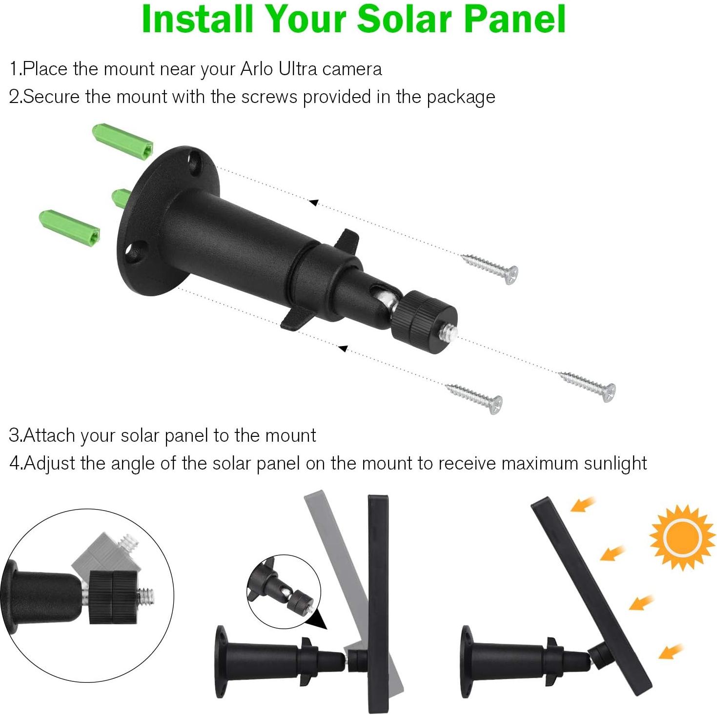 Cargador Solar Uogw para Arlo Pro 3/4/5S 2K - Impermeable