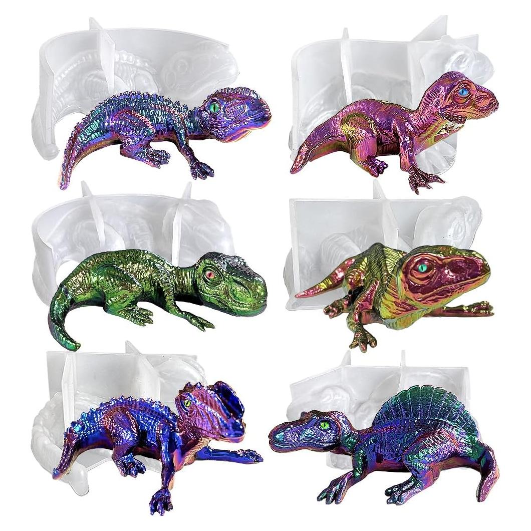 Molde de Silicona Dinosaurio 3D ResinWorld - 6 Piezas
