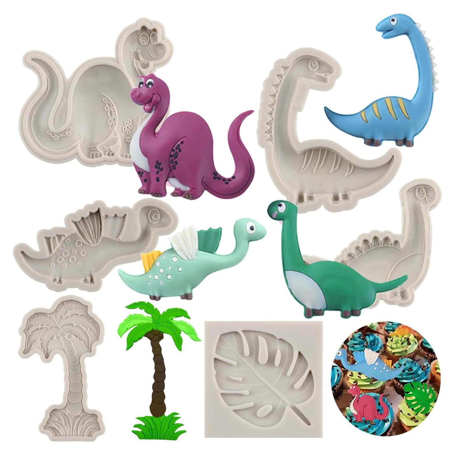 Moldes de Silicona para Fondant Dinosaurio Sijiangmold - Set de 6