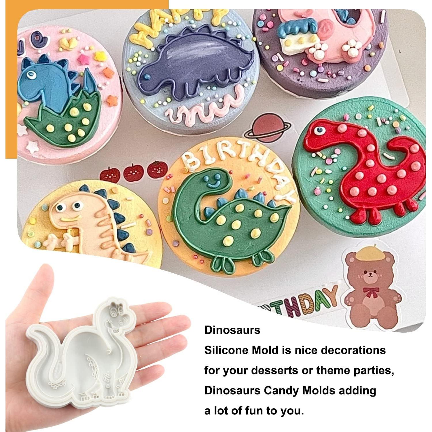 Moldes de Silicona para Fondant Dinosaurio Sijiangmold - Set de 6