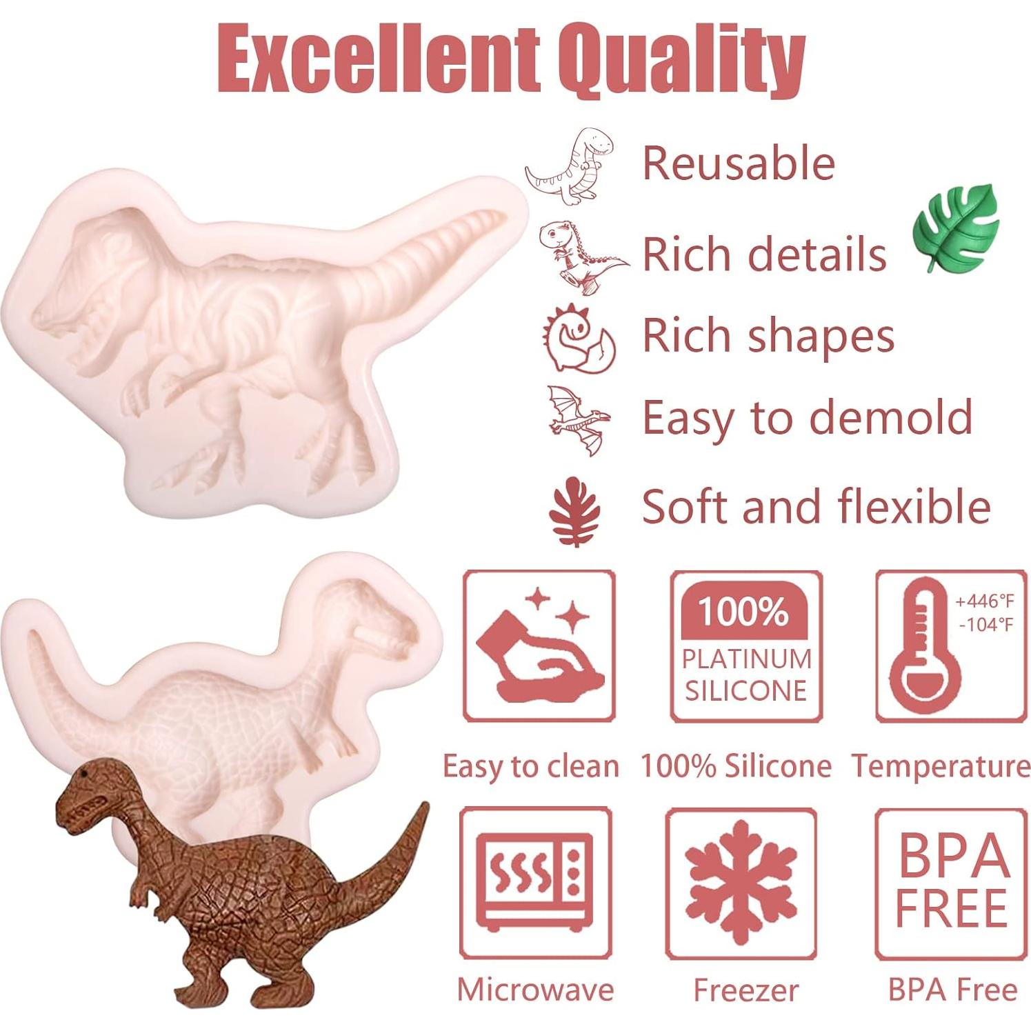 Moldes de Silicona para Fondant Dinosaurio 4 Pcs - ywzbomoldrm