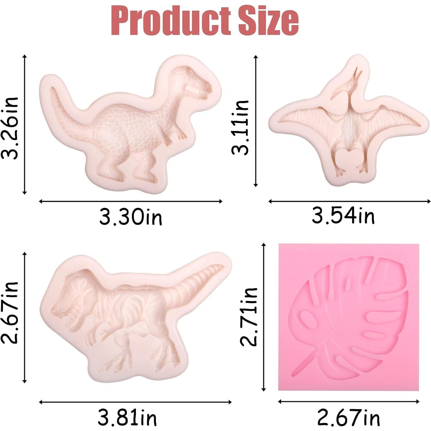 Moldes de Silicona para Fondant Dinosaurio 4 Pcs - ywzbomoldrm